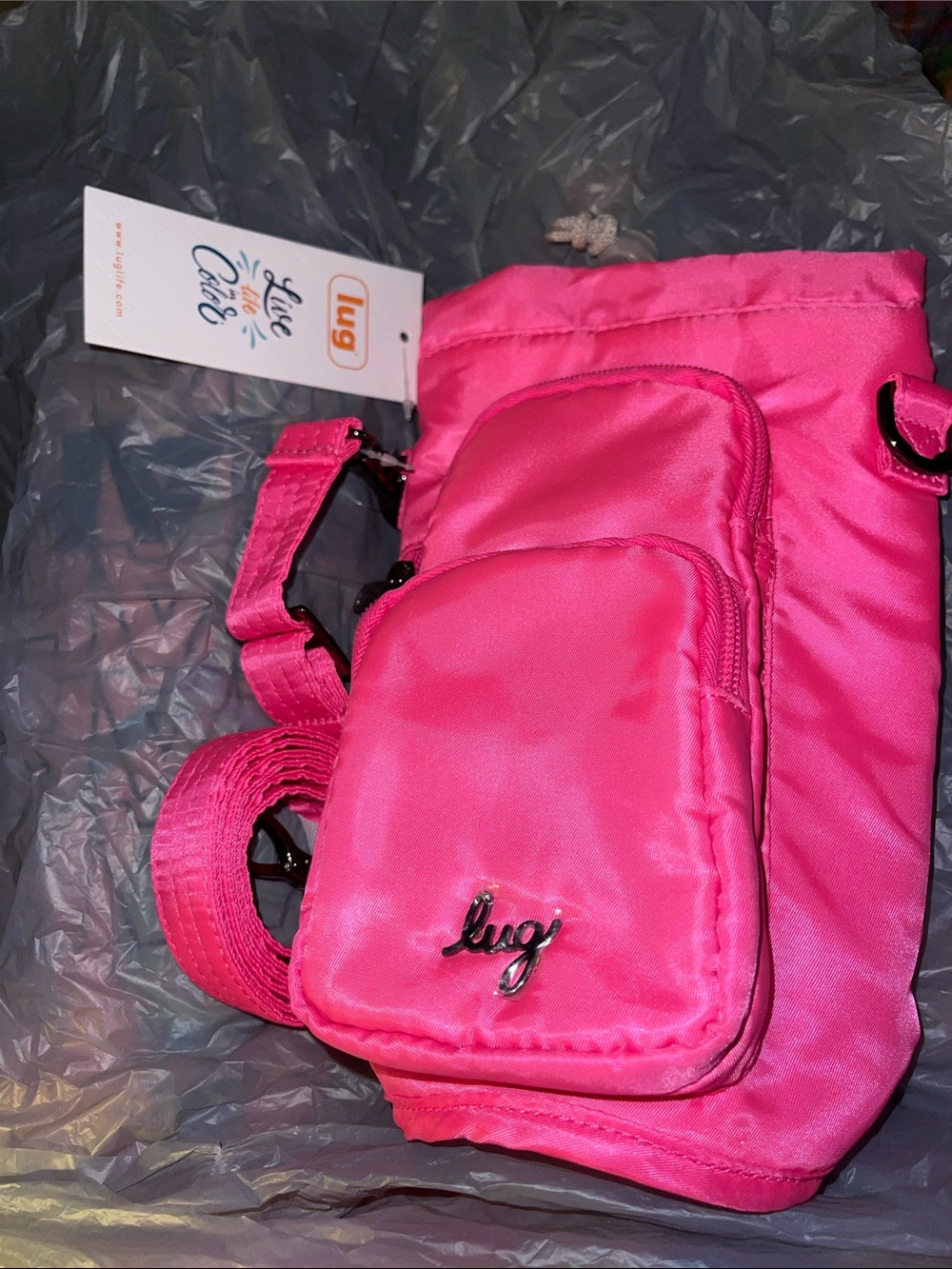 Lug Huggie SE Magenta Insulated Crossbody Water Bottle Bag